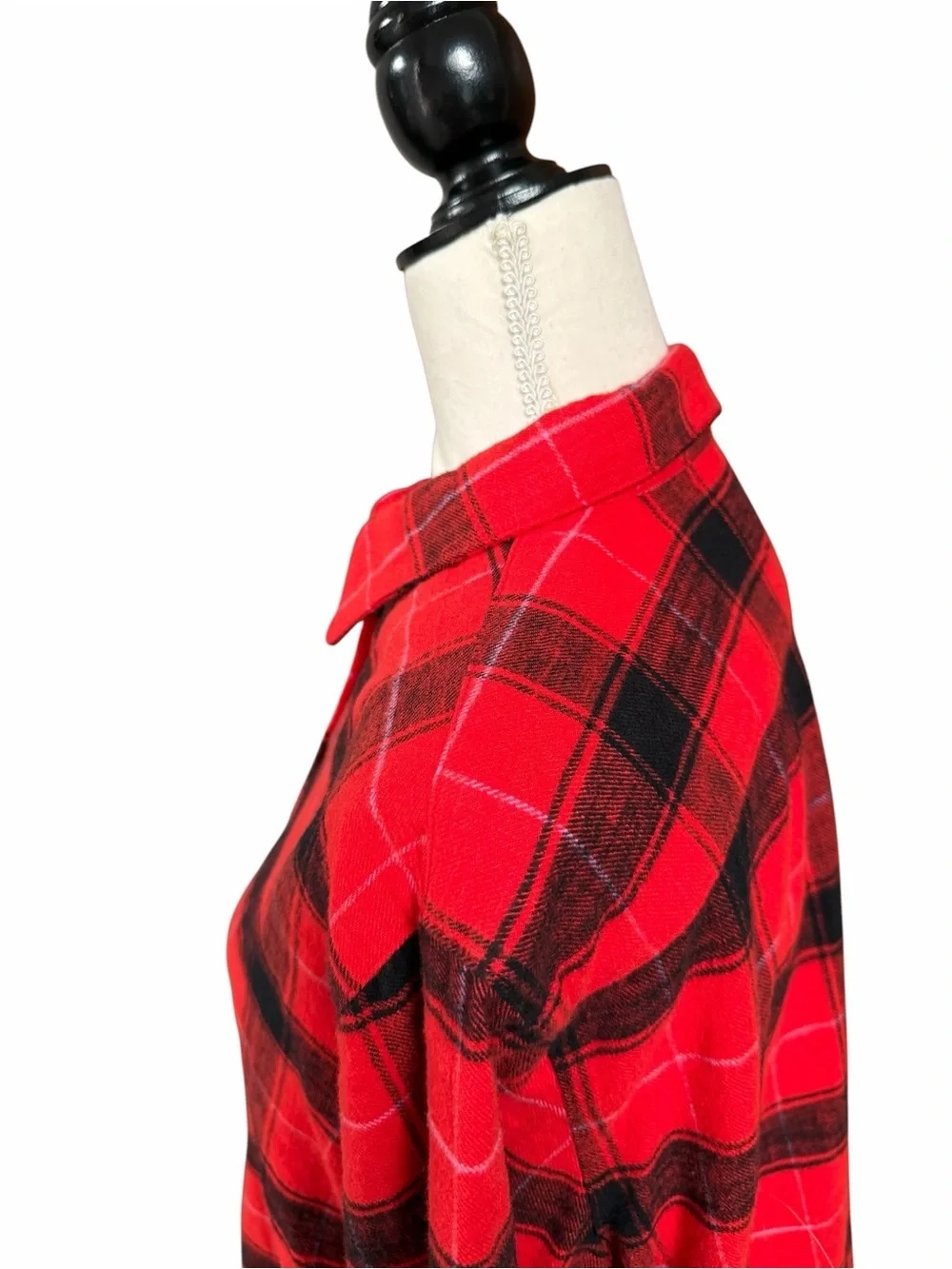 J.Crew Cropped Garçon Shirt Red Black Plaid Flannel Cotton Size 12